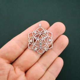 Unbranded 2 Merkaba Meditation Pendant Charms Antique Silver Tone - SC5902