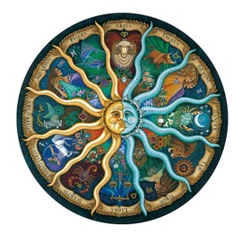 1000 Pieces Zodiac Jigsaw Puzzles for Adults Kids Teen Round Puzzle Game Toys Gift Zodiac Horoscope 26.7" x 26.7"