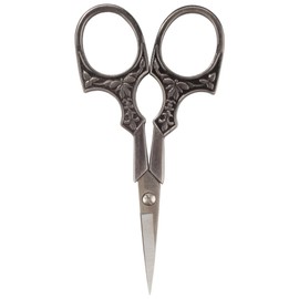 BambooMN Brand - Heirloom Craft Embroidery Scissors w/ Decorative Cast Antique Look Handles - Antique Silver
