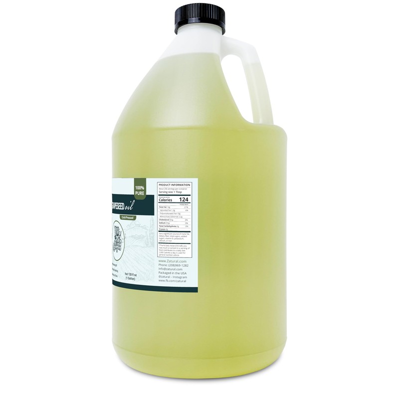 Zatural Grapeseed Oil Naturally Grown 100% Pure Cold Pressed Virgin