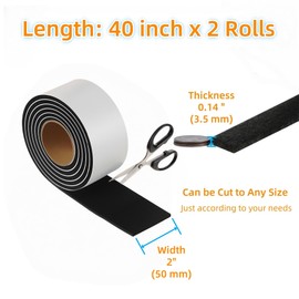 Felt Strips with Adhesive Backing – Furnigear Heavy Duty Cuttable Felt Tape Roll Furniture Pads for Chair Legs - Protecting Hardwood Floors, Chair Wall Protector (Black, 40 x 2 x 0.14 Inch)