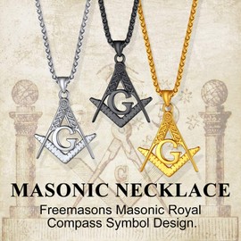 Richsteel Freemasons Black Chain Stainless Steel G Women Necklaces Masonic Compass Men Necklace With Pendant