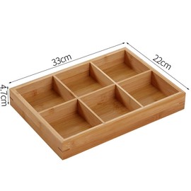 Wooden Divided Serving Platter, Multi Compartments Cracker Appetizer Plate for Hot Pot Restaurants Sushi Plate (6 Compartments)