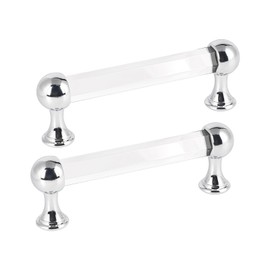 TopHomer Pack of 2 Crystal Drawer Handles, 96 mm Crystal Door Handle with Screws, Metal Artificial Crystal Cabinet Exterior Handle, Drawer Cabinet, Kitchen Door, Cupboard Handle (Silver)