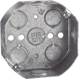 Steel City 54151-1/2&3/4 Outlet Box, Octagon, Drawn Construction, 4-Inch Diameter by 1-1/2-Inch Depth, Galvanized