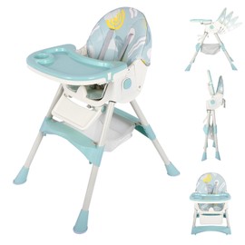 3 in 1 Baby High Chair, Adjustable 5 Point Harness, Tray, Foot Rest, Backrest and Seat Height,Multifunctional Foldable Portable highchair for Toddlers