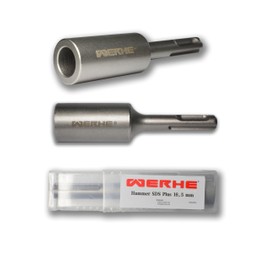 WERHE® Professional SDS Plus Ground Nail Driver for Inserting Deep Soil Earth Ground Rod Earth - Inner Diameter 16.5 mm 100 x 25 mm - Jack Hammer Picket Post Driver Driver