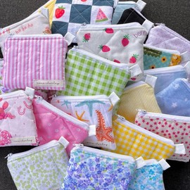 Mini clutch wallet keychain bag Variety, quilted zipper pouch / small card holder wallet / cosmetic pouch / card lipstick wallet pouch 2 - Color: 02G