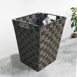 ARPAN Waste Paper Bin Grey Nylon Plastic Strong Square Storage Basket Ideal for Home, Office, Hotels - Versatile wastebasket for garbage and rubbish