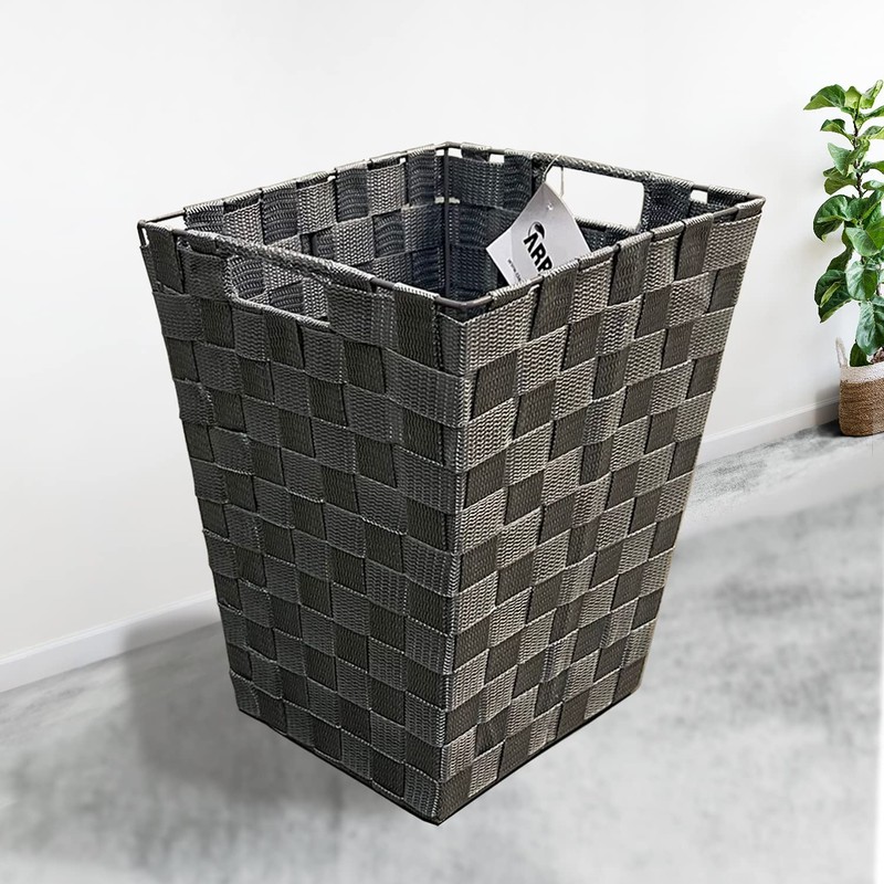 ARPAN Waste Paper Bin Grey Nylon Plastic Strong Square Storage