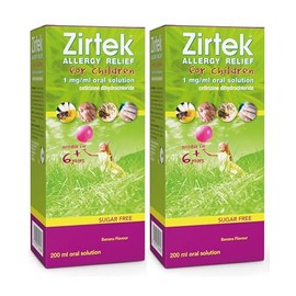 Zirtek Allergy Relief 200 ml Syrup |Pack of 2 |Hayfever, Dust, Pets, and Hives | Antihistamine Solution | antihistamine for Adults and Children Over 6 Years