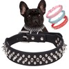 Serijoars Spiked Dog Collar Soft Pu Leather Mushrooms Rivet Spike