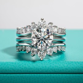 AnuClub Moissanite Engagement Rings Bridal Set 4.52cttw D Color VVS1 925 Sterling Silver Wedding Promise Ring for Women with Certificate 5