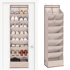 STORAGE MANIAC Over the Door Shoe Organizer Heavy-Duty Large Deep Pocket Hanging Shoe Organizer Shoe Rack Door Closet Shoe Organizer for Wall, Dorm & Narrow Door Storage Shoe Holder Oat Beige, 1 Pack