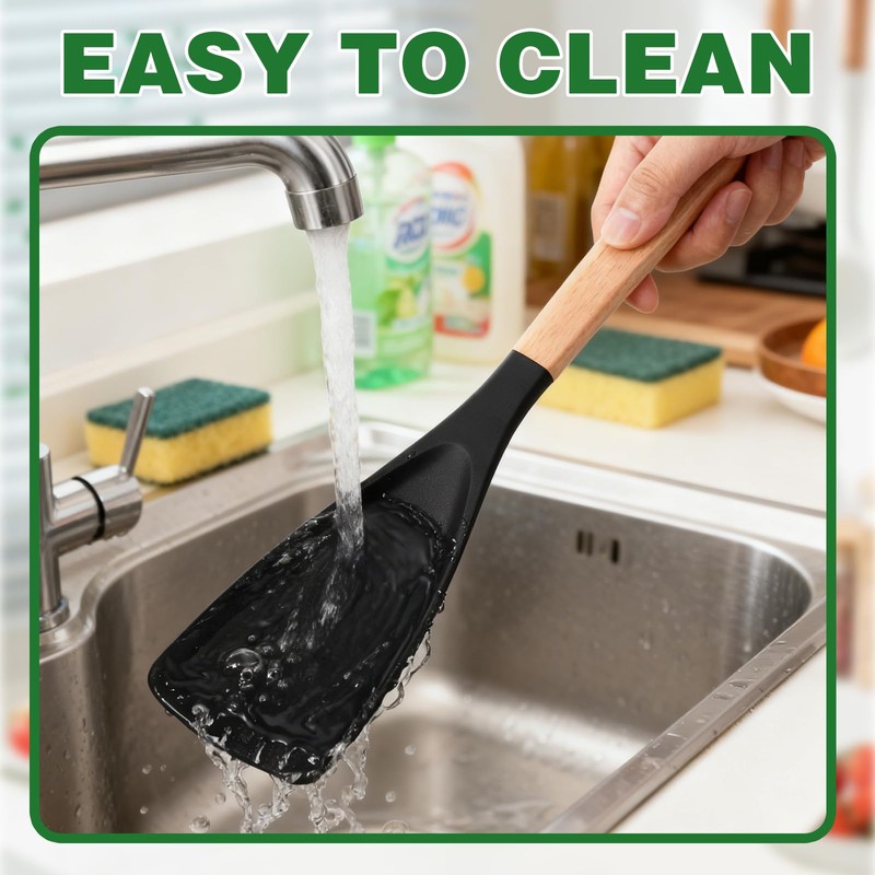 2 Pcs Cooking Spoon for Nonstick Cookwares, Cedar and Ash