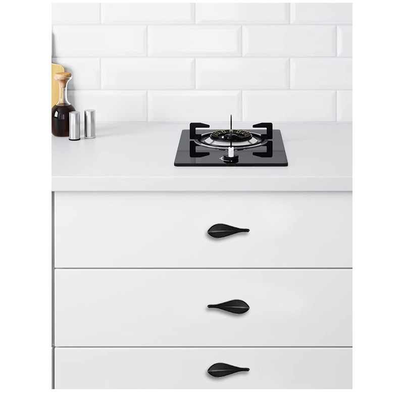 Primst 6pcs Solid Brass Cabinet Knobs,Leaf Shape Furniture Handles Pulls