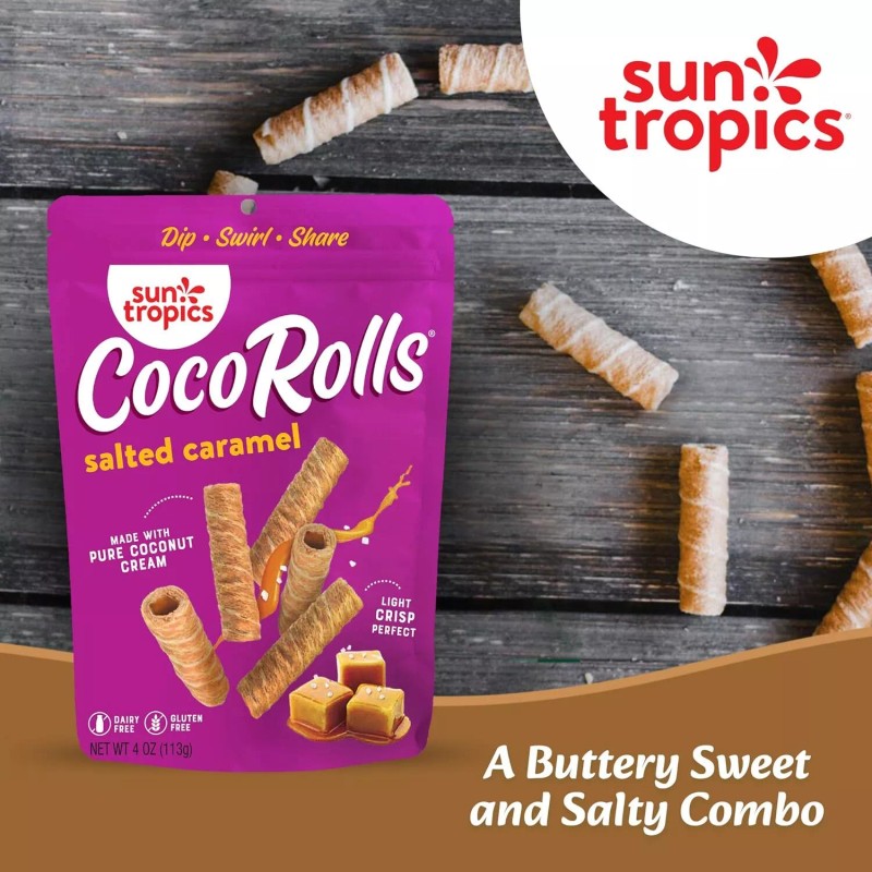 Sun Tropics Coco Rolls Salted Caramel Rolled Coconut Wafer 4