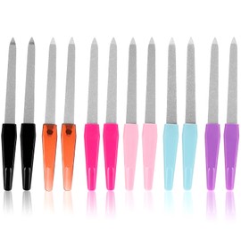 12 Pack Multicolor Metal Nail Files Set - Durable Fingernail Shaping & Smoothing Tools