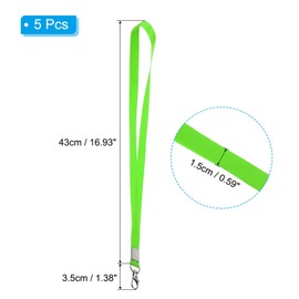PATIKIL 17" Neck Lanyards, 5 Pack 0.6" Width Flat Strap Lanyard with Swivel Hook Clip for Name Tag Badges Holder ID Card Keys, Fluorescent Green