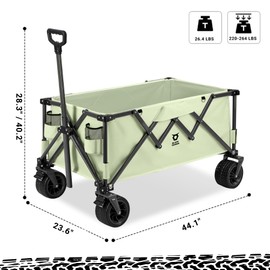 Black Taurus Premium Camping Trolley – Heavy Duty Collapsible Wagon Cart with Big All-Terrain Wheels, Folding Utility Wagon for Camping, Beach, Sports & Travel - Portable Foldable Trolley 176 lbs