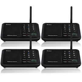 Wuloo Wuloo Intercoms Wireless for Home 5280 Feet Range 10 Channel 3 Code, Wireless Intercom System for Home House Business Office, Room to Room Intercom, Home Communication System (4 Units Set, Black)