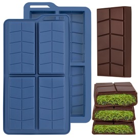 ZONBBEE Deep Dubai Chocolate Bar Pistachio Making Mold Silicone Large,Thick Granola Moule Chocolat Bar Molde Kit Form For DIY Stuffed Candy Cookie make at home(2 Pcs)