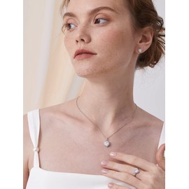 ChicSilver Heart Necklace 925 Silver Women's Necklace with Cubic Zirconia 12 Months Birthday Series Birthstone Fashion Friendship Necklace with Jewellery Box, Sterling Silver, Diamond