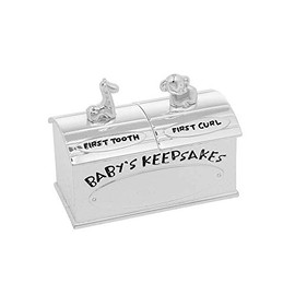 Silver Plated First Tooth & Curl Box Baby Keepsake Elephant Giraffe