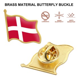 12/Pcs Denmark Flag Lapel Pins Bulk - Metal Danish Dane National Lapel Pin Brooch Badge Souvenir for Men Women Clothes Bags Hats