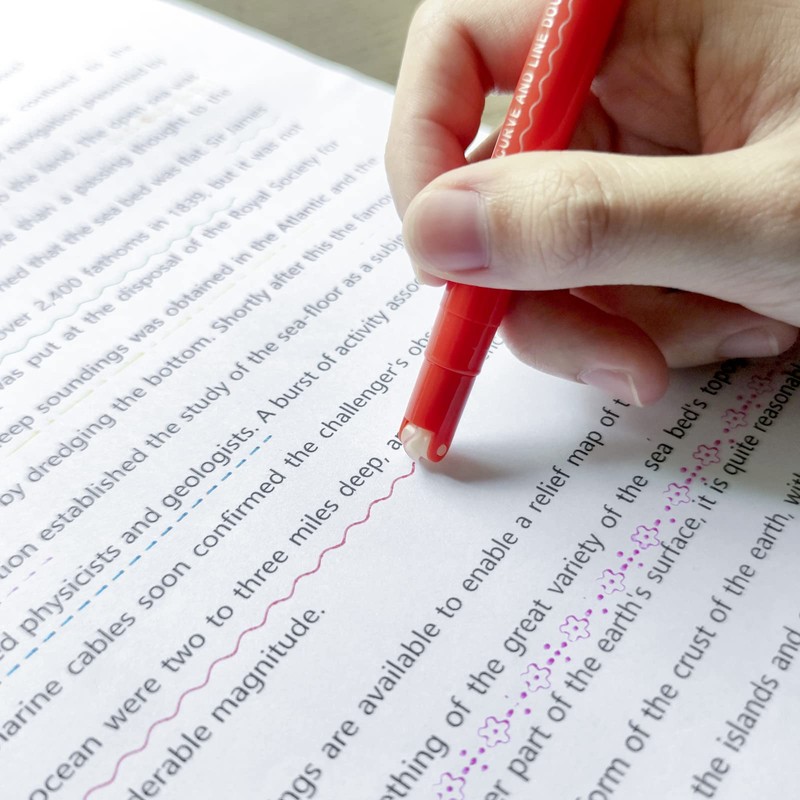 Aechy Curve Pen, Water-Based Pen, Highlighter, Fine Point, Flower Pattern,