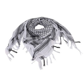 ToopMount Keffiyeh Scarf, Tactical Desert Scarf, Cotton Head Face Neck Shemagh, Arab Scraf Warp with Tassel for Men & Women (White)