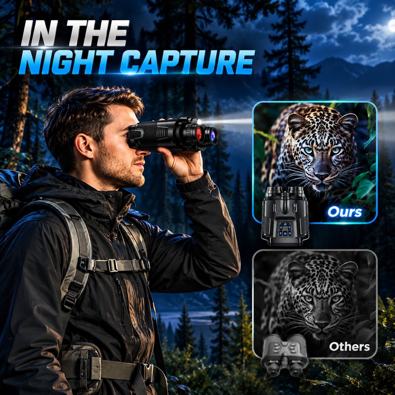 Night Vision Binoculars for Outdoor Viewing – 4K Recording, 8X