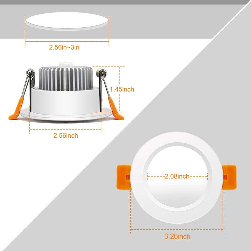 BIRRAY 3 Inch LED Recessed Lighting, 5W(40W Halogen Equivalent) Dimmable