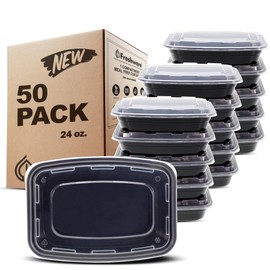 Freshware Freshware Meal Prep Containers [50 Pack] 1 Compartment with Lids, Food Storage Containers, Bento Box, BPA Free, Stackable, Microwave/Dishwasher/Freezer Safe (24 oz)