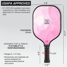 YC DGYCASI YC DGYCASI Pickleball Paddles Set of 2, 2025 USAPA Approved Fiberglass Pickleball Set, Lightweight Pickle Ball Rackets 2 Pack, 2 Outdoor Pickleball Balls, 2 Indoor Balls, 1 Bag, Pink