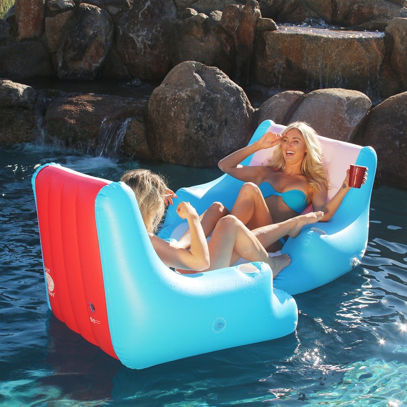GoFloats Lazy Buoy Floating Lounge Chair with Cup Holders -