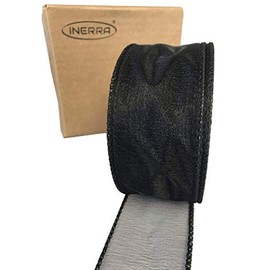 INERRA Chiffon Ribbon - Luxury Wired Edge 20 Metres x 50mm (Black)