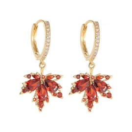 Red Maple Leaf Earrings Thanksgiving Earrings for Women Rhinestone Maple Leaf Dangle Hoop Earrings Crystal Autumn Earrings Thanksgiving Fall Jewelry Gifts for Women(A)