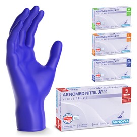 ARNOMED Disposable Gloves, S, Nitrile Gloves, Accelerator-Free, Latex-Free, Disposable Gloves in Violet Blue, Allergy Friendly Rubber Gloves, Disposable Gloves in S, M, L, XL, Pack of 100