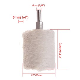 Cylindrical Polishing Wheel Cotton Buff Buffing Wheels, 3-Pack Diameter φ65mm(2.5") High 60mm(2.3") Shank are 6mm(1/4") Cotton Buffing Cylinder Polishing Pad Wheels