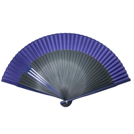 Hanakanzashi Hand Fan, Silk, Men's, Includes Fan Holder, Fan Bag Set, Short Line, 8.7 inches (22 cm), navy