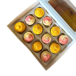 Bake Pro | 5 x Premium 12 Cupcake Box | WHITE | Recyclable | Easy Pop Up Construction | Adjustable Insert for Cupcakes or Muffins | Made in the UK
