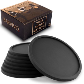 Drink Coasters by Barvivo Set of 8 - Tabletop Protection for Any Table Type, Wood, Granite, Glass, Soapstone, Sandstone, Marble, Stone Tables - Perfect Soft Coaster Fits Any Size of Drinking Glasses.