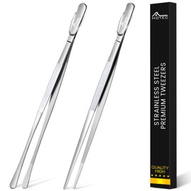 Hotec Pinzas de cocina profesionales de acero inoxidable para cocinar, parrilla y hornear, pinzas extralargas para pico, juego de 2 a 12 pulgadas