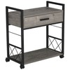 HOMCOM Industrial End Table with Drawer and Bottom Shelf, Mobile