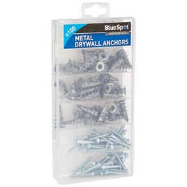 Blue Spot 40572 100 PCE Assorted Metal Drywall Anchor and Screw Set