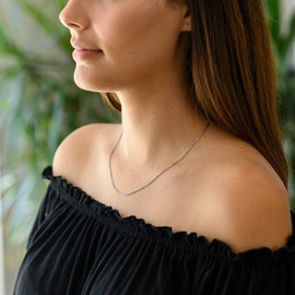 Materia 925 Silver Necklace for Women Men - Fine Anchor Chain 1.2 mm Chain Antique Oxidised 40-80 cm K96, Sterling Silver Metal