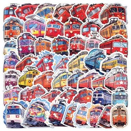 Train Stickers 50 Pcs Vinyl Cartoon Trendy Locomotive Sticker for Water Bottle Skateboard Snowboard Laptop Scrapbook Cars Luggage Bicycle Bumper Computer,Waterproof Funny Train Sticker for Adults