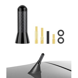 iolory Car Antenna,Carbon Fiber Car Radio Antenna with Adapter,Automotive Antenna Replacement,Car Stubby Antenna Short Antenna,Suitable for All Models with Removable Original Antenna (Black)