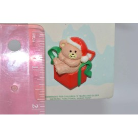 Russ Vintage Russ 1 1/2" Small Christmas Bear in Box Pin Pals NEW package NOS Broach